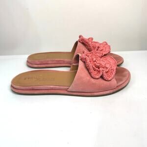 Gentle Souls By Kenneth Cole Lucy Slip On Slide Suede Sandals Floral Accent 9.5